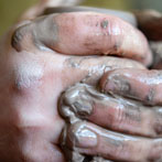Carla Murdoch at work in her studio 2019